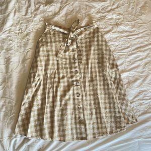 Gingham print midi skirt